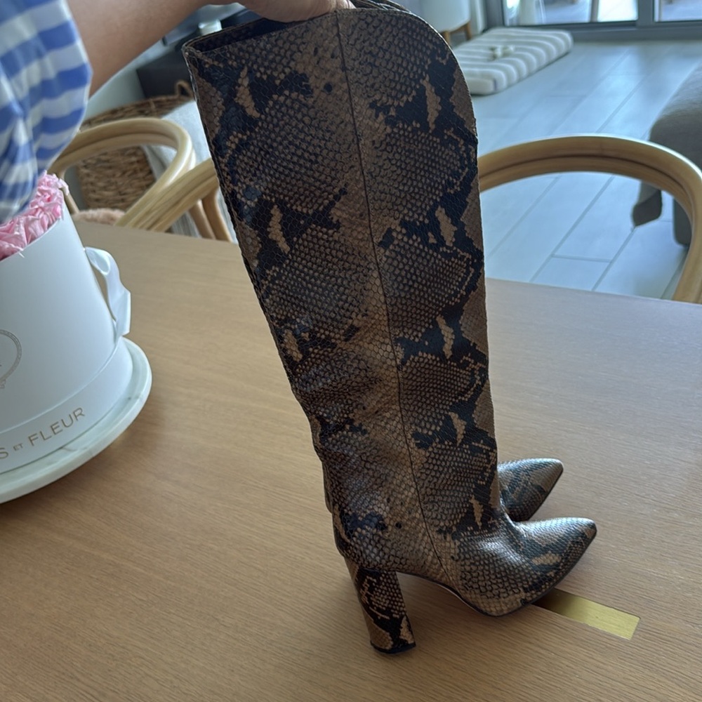 Authentic 100% leather Paris Texas Snakeskin brown Knee-High Boots size 37 - Picture 4 of 8